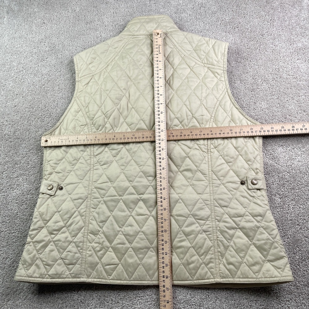 Barbour Vest Womens 16 Tan Quilted Full Zip Snap Front Wray Gilet Equestrian - Picture 11 of 14